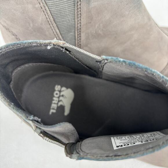 Sorel Joan of Arctic Wedge Boot Size 8.5 Gray Leather Side Zip Waterproof Bootie - Picture 6 of 11